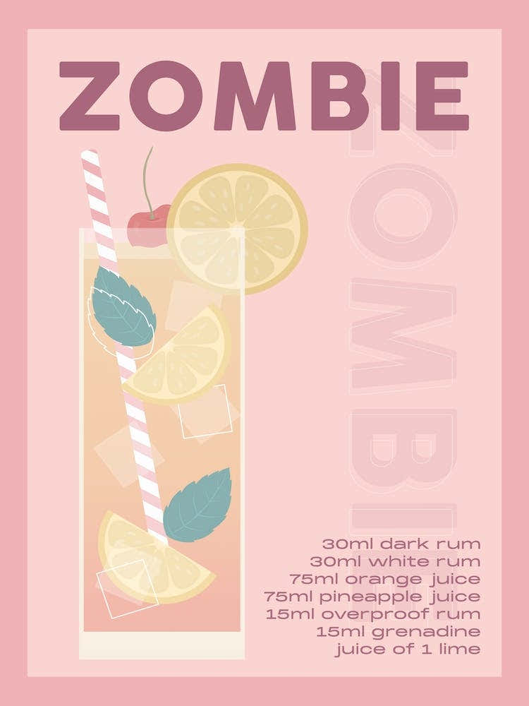 Pink And Burgundy Zombie Cocktail
