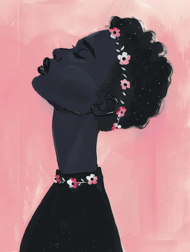 Black Girl With Flowers 3