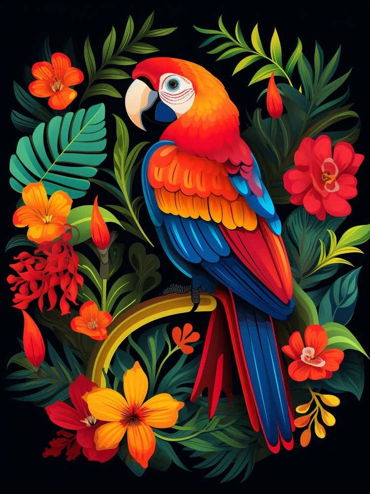 Folk Bird Illustration Macaw 3