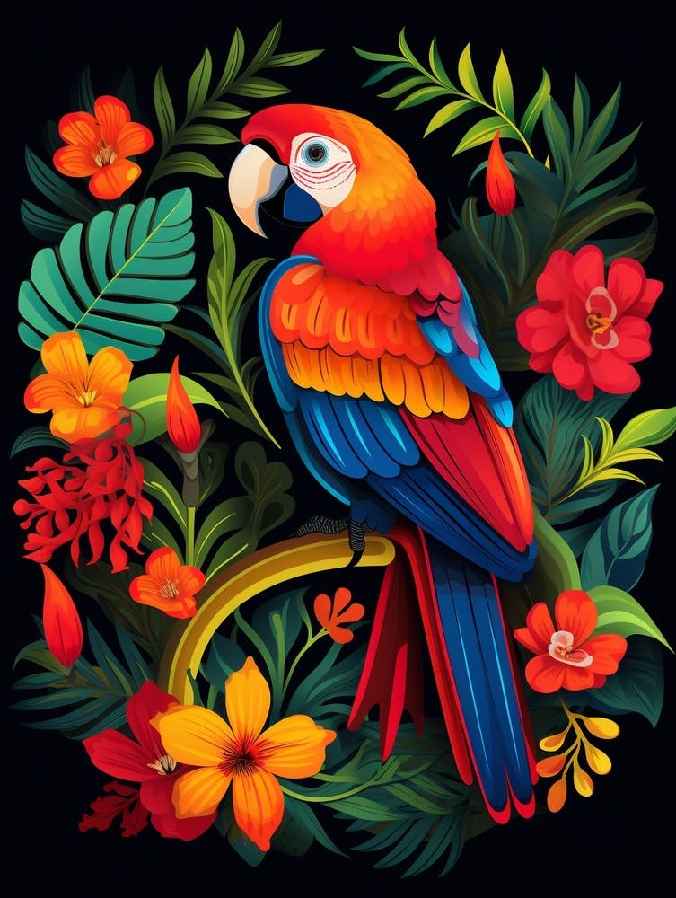 Folk Bird Illustration Macaw 3