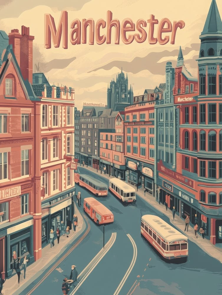Aihrgdesign A Classic 1960s Travel Poster For Manchester 2