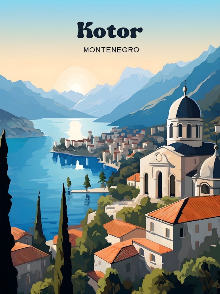 Kotor Montenegro Summer Modern Travel Art