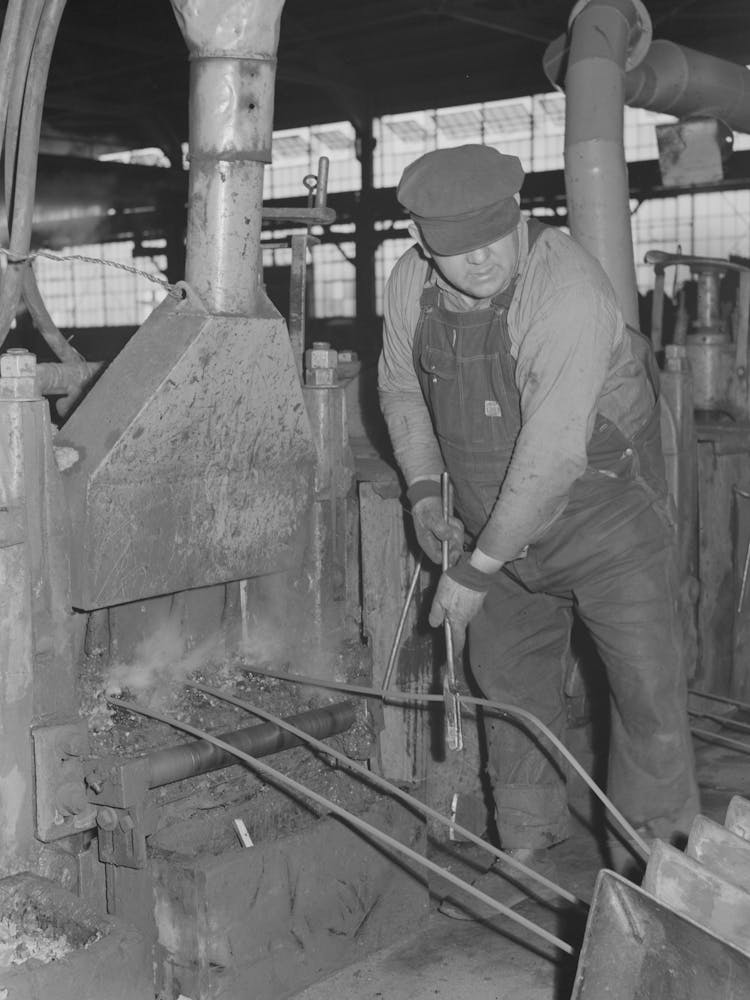 Great Falls, Montana, Anaconda Wire And Cable Company, Workmen Putting Unfinished Rod Into Rolls Of A Finishing