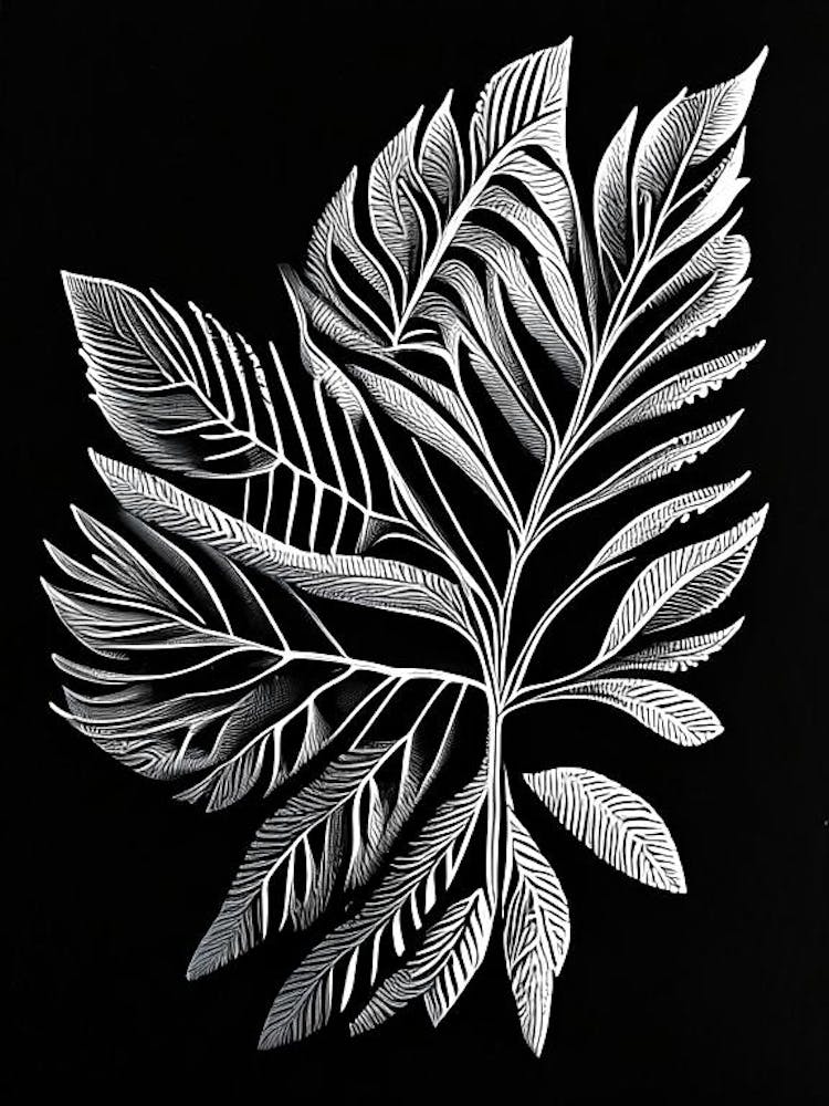 Cassia Leaf Linocut 2