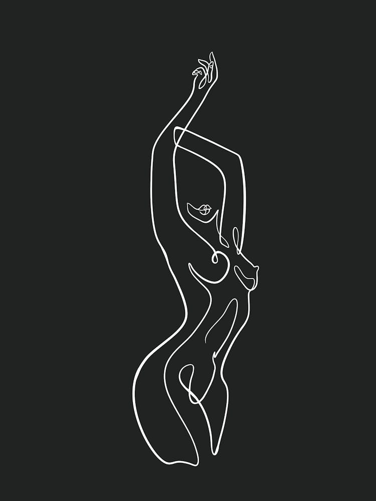 Line Drawing Of A Woman Dark 1