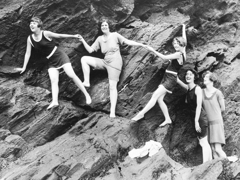 Bathers Climbing The Rocks, Cornwall 1920