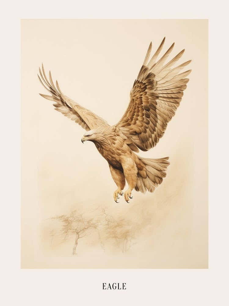 Vintage Bird Drawing Eagle 2 Poster