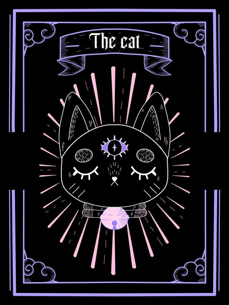 Cat witch tarot art print