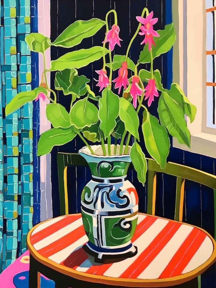 Flowers In A Vase Still Life Painting Fuchsia 1