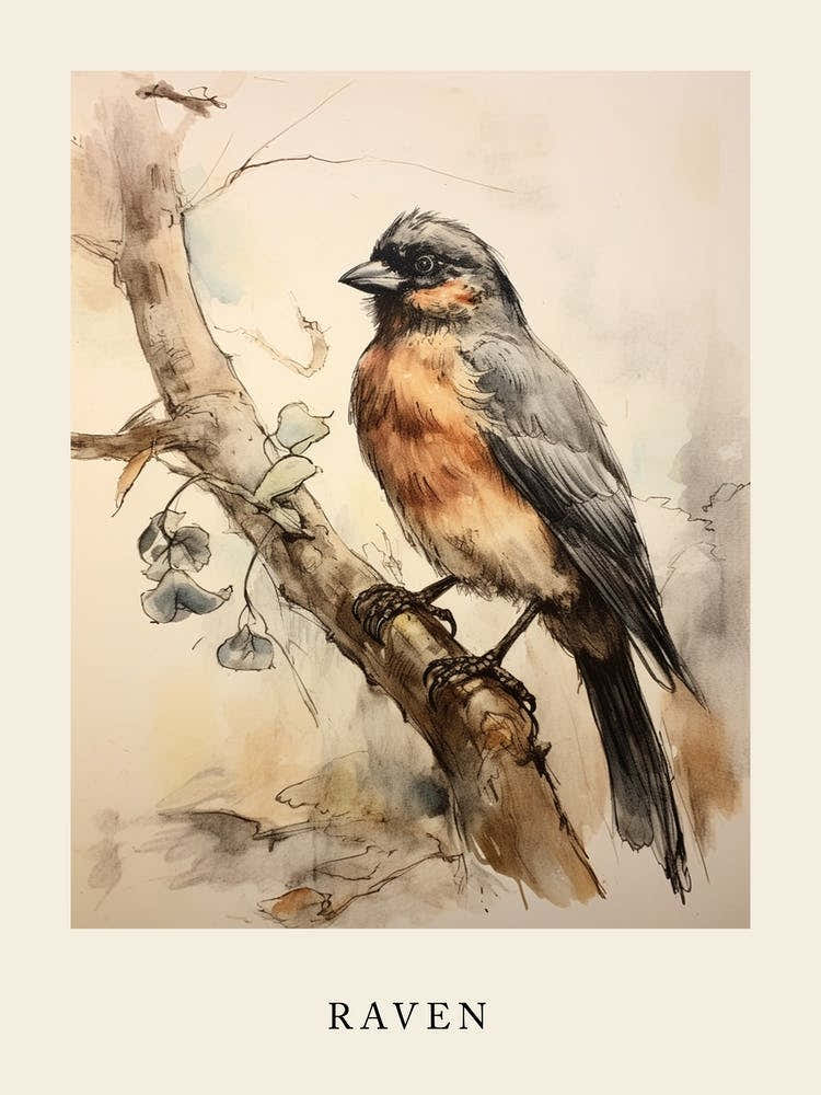 Beatrix Potter Inspired  Animal Watercolour Raven 2