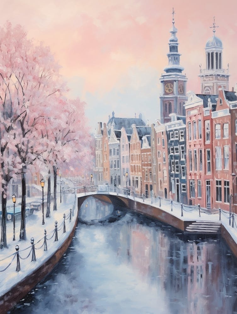 Dreamy Winter Painting Amsterdam Netherlands 2
