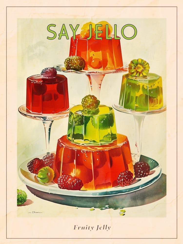 Fruity Jelly Retro Cookbook Illustration Inspired 2 Poster