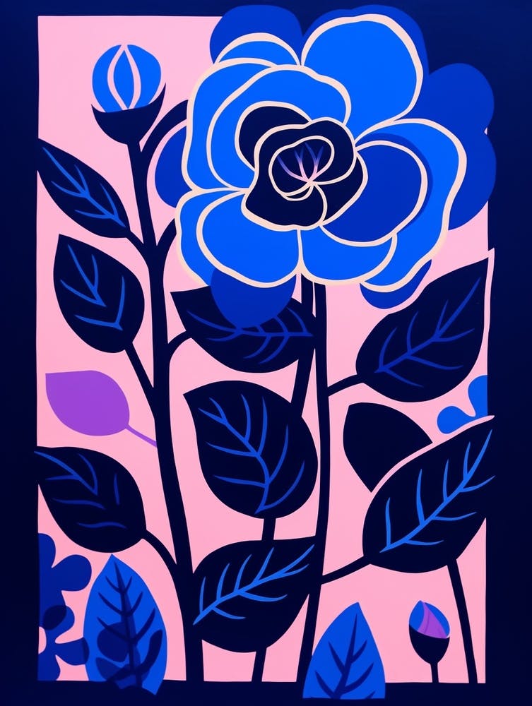 Blue Flower Illustration Rose 2