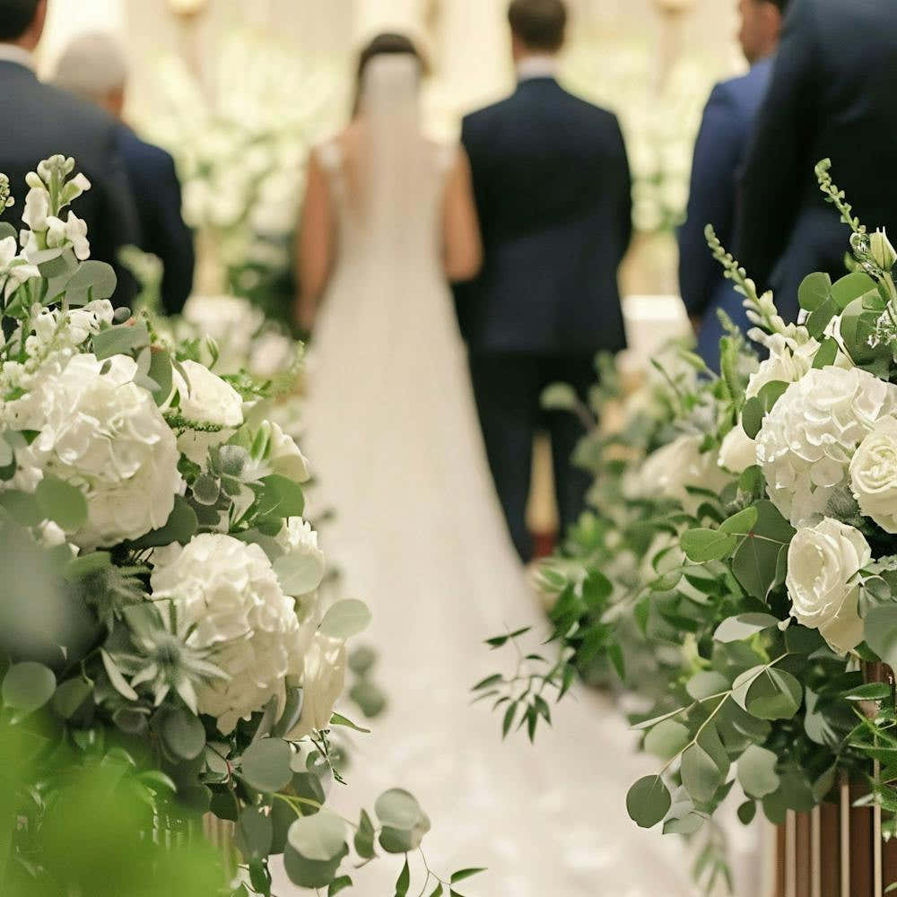 Bride And Groom Walking Down The Aisle 1