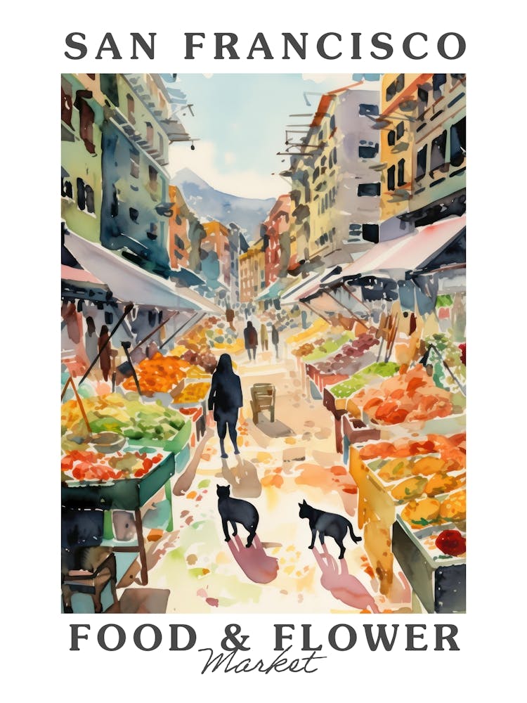 Food Market With Cats In San Francisco 2 Poster