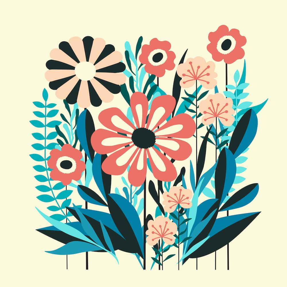 Mid Century Scandinavian Flowers 1