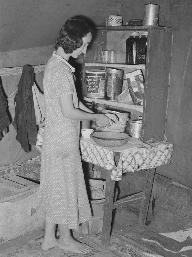 Wife Of Day Laborer In Kitchen In Camp In Arkansas River Bottom Near Webbers Falls, Oklahoma, Muskogee County