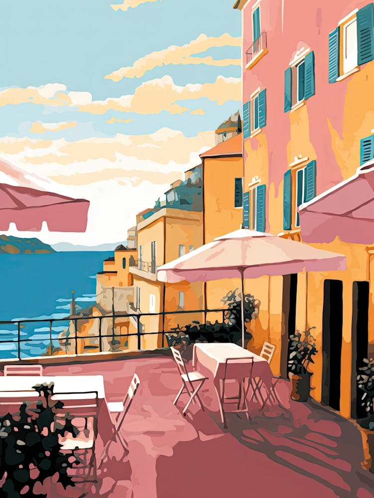 Sorrento, Italy, Flat Pastels Tones Illustration 4