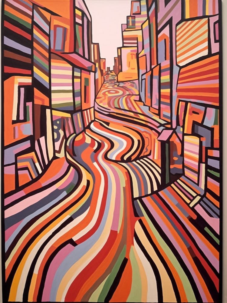 Painting Of Prague  In The Style Of Minimalism