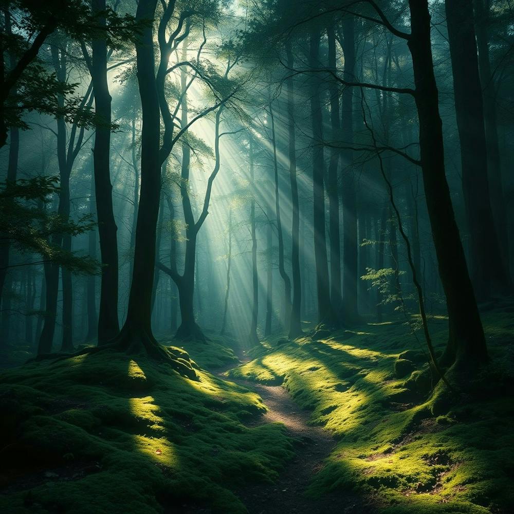 Light Shining Through A Forest
