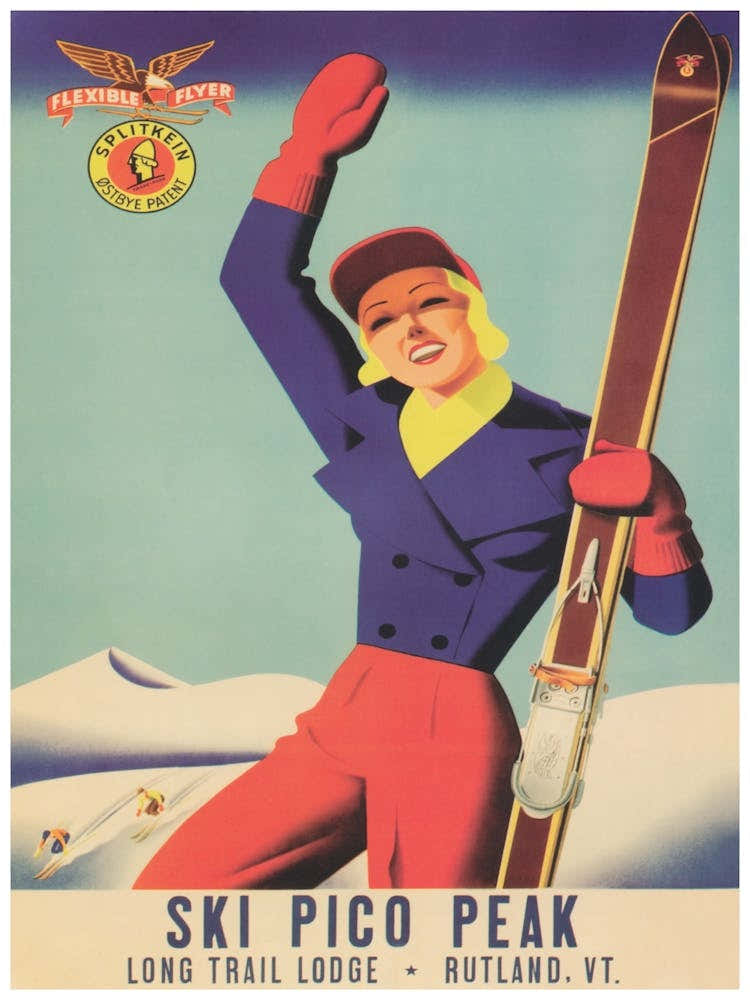 Ski Pico Peak Vermont Vintage Ski Poster