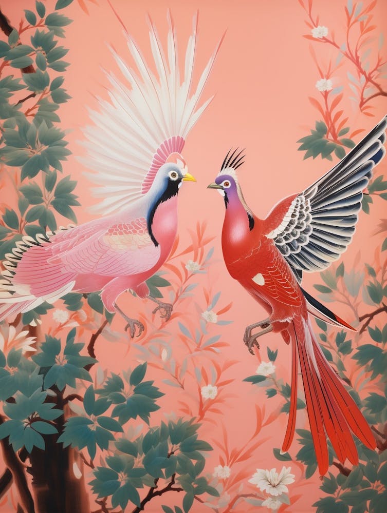 Vintage Japanese Inspired Bird Print Pheasant 3