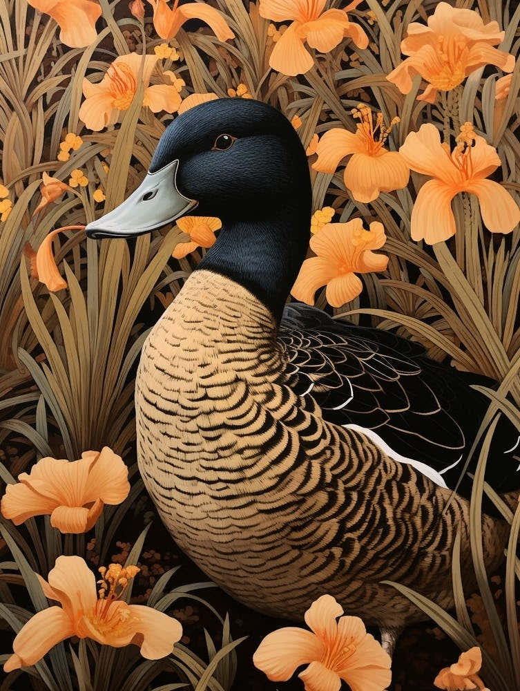 Dark And Moody Botanical Mallard Duck 4