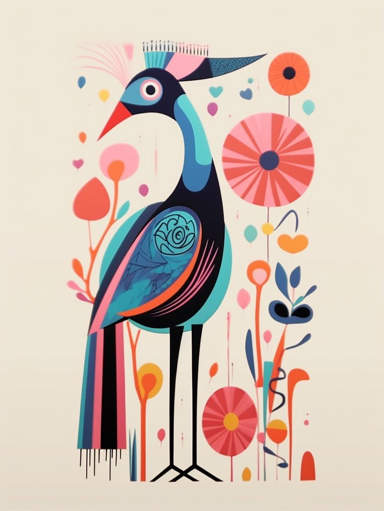 Colourful Scandi Bird Ostrich 2
