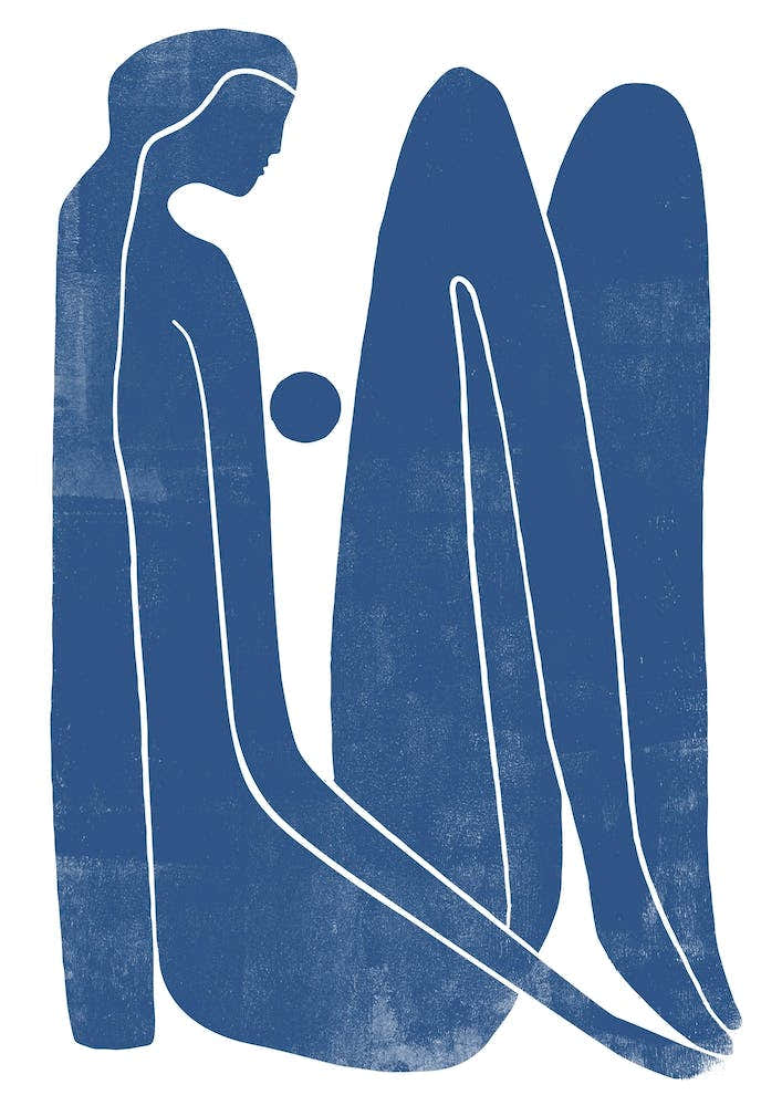 Thinking Blue Line Living Room Art print