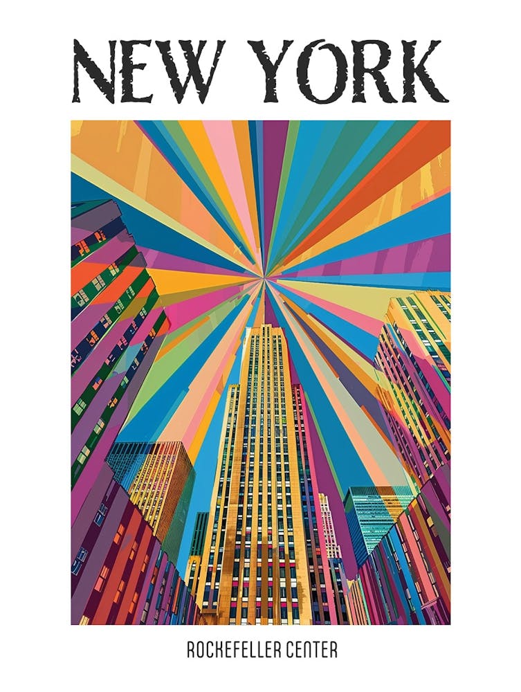 Rockefeller Center New York Colourful Silkscreen Illustration 3 Poster