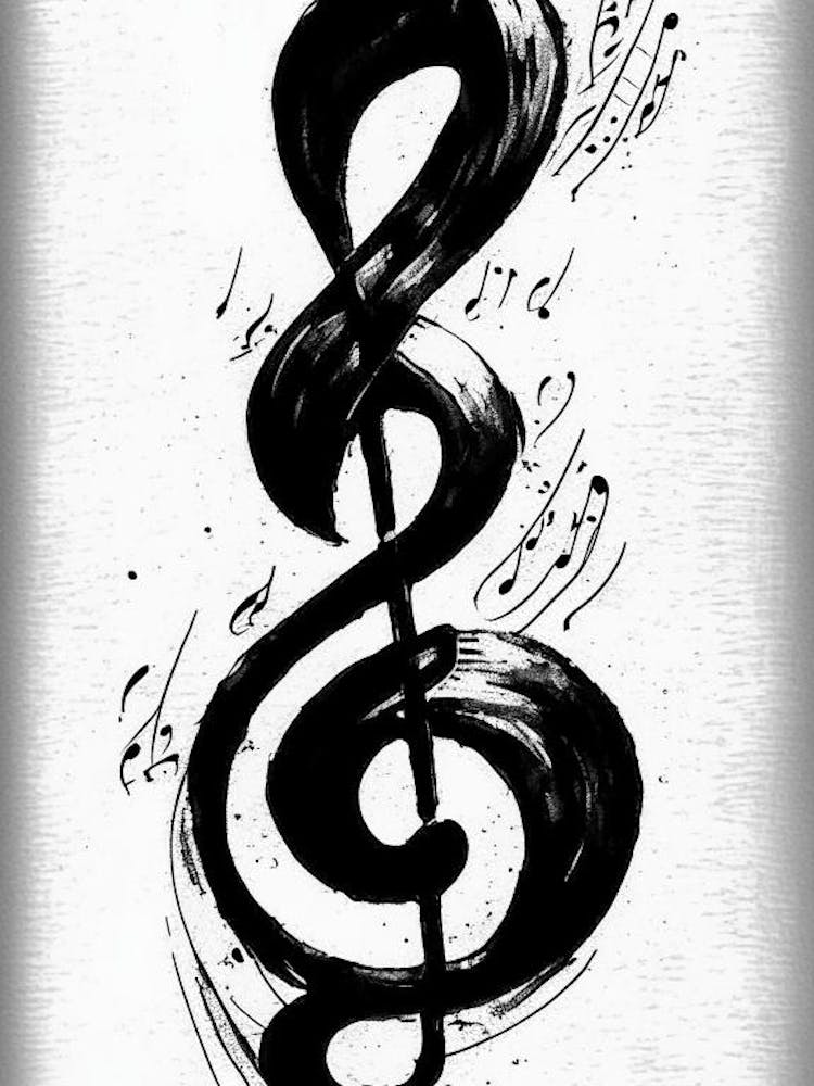 Treble Clef Symbol Black And White Painting