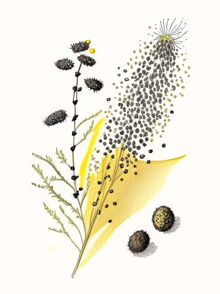 Black Mustard Seed Spices And Herbs Pencil Illustration 2