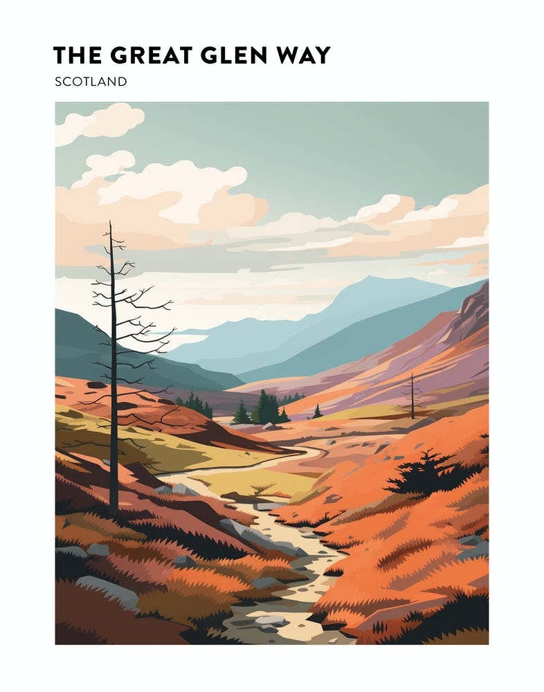 The Great Glen Way Scotland 8 Hiking Trail Landscape Poster