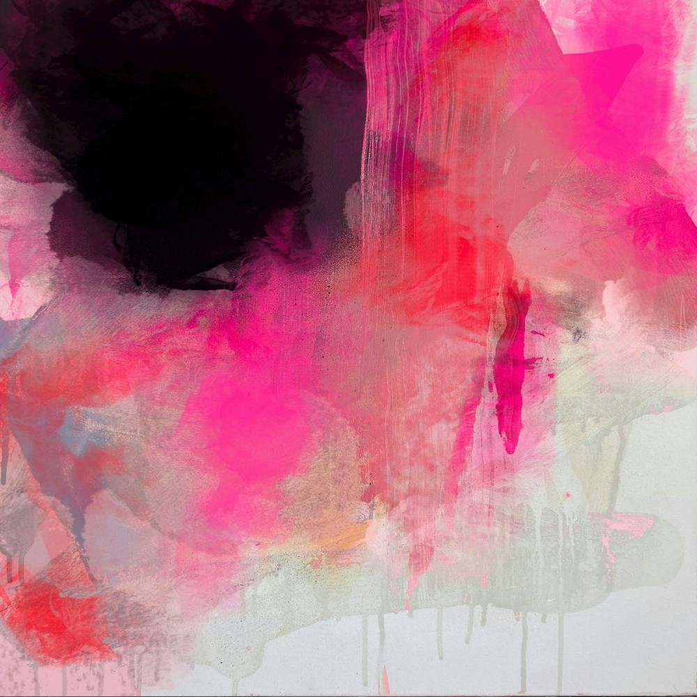 Bold Abstract Art, Vibrant Hot Pink, Red & Black Minimalist Print, Trending Contemporary Wall Art by Coltxwilde, Décor for Living Room & Bedroom 'Pink Cascade'