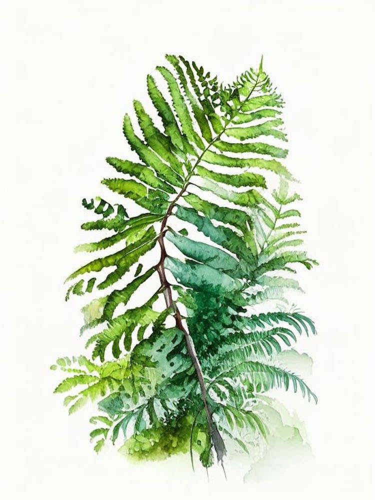 Dwarf Tree Fern Watercolour