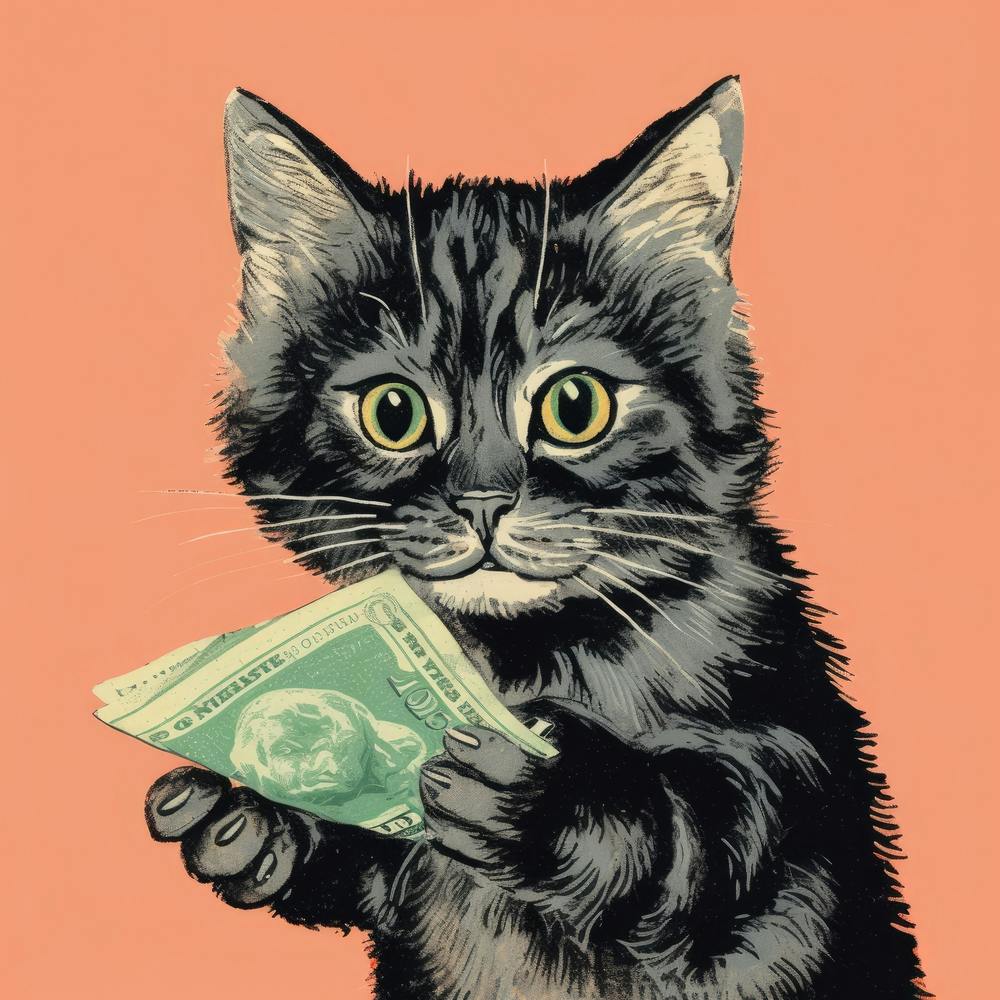 Cat Holding Money 1
