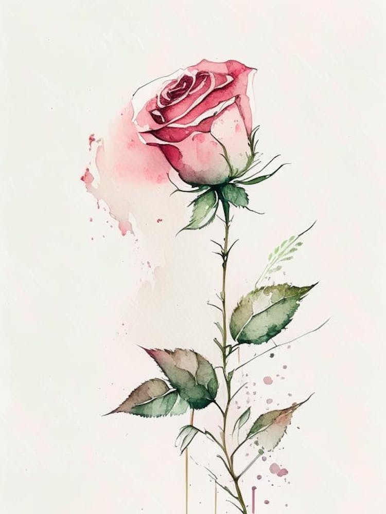 Rose Herb Minimalist Watercolour 3