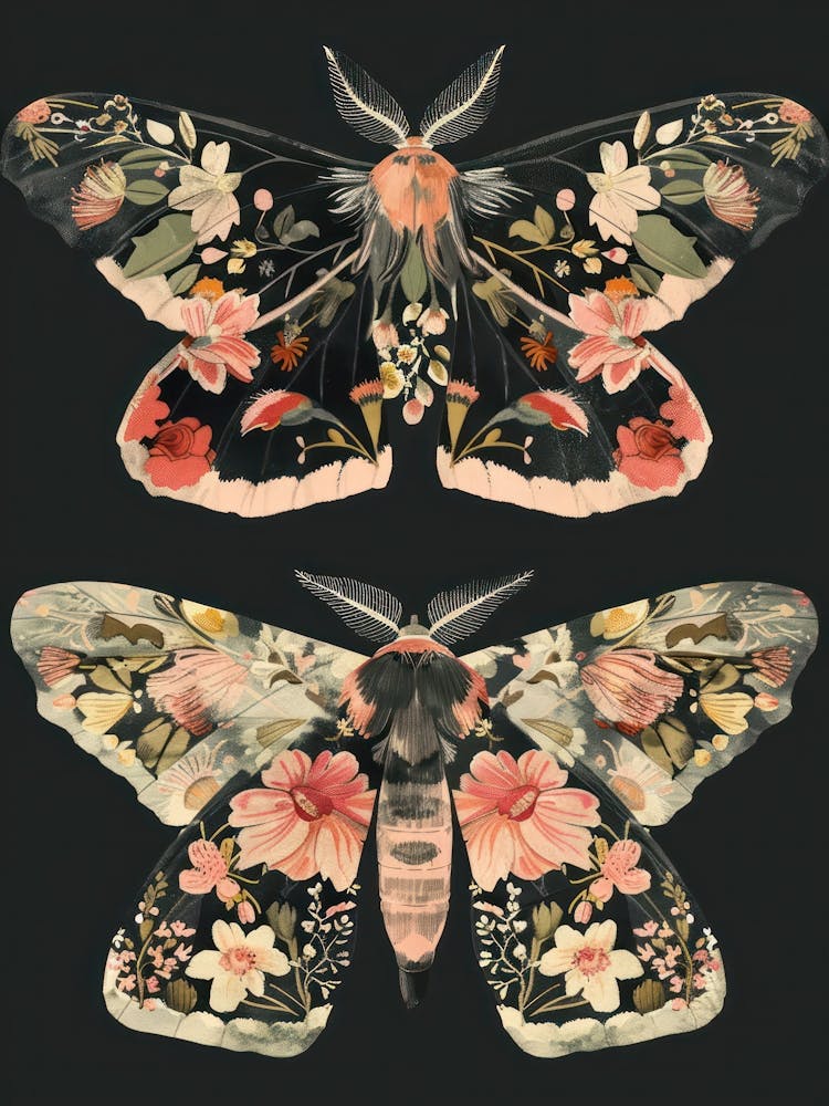 Nocturnal Butterfly William Morris Style 3