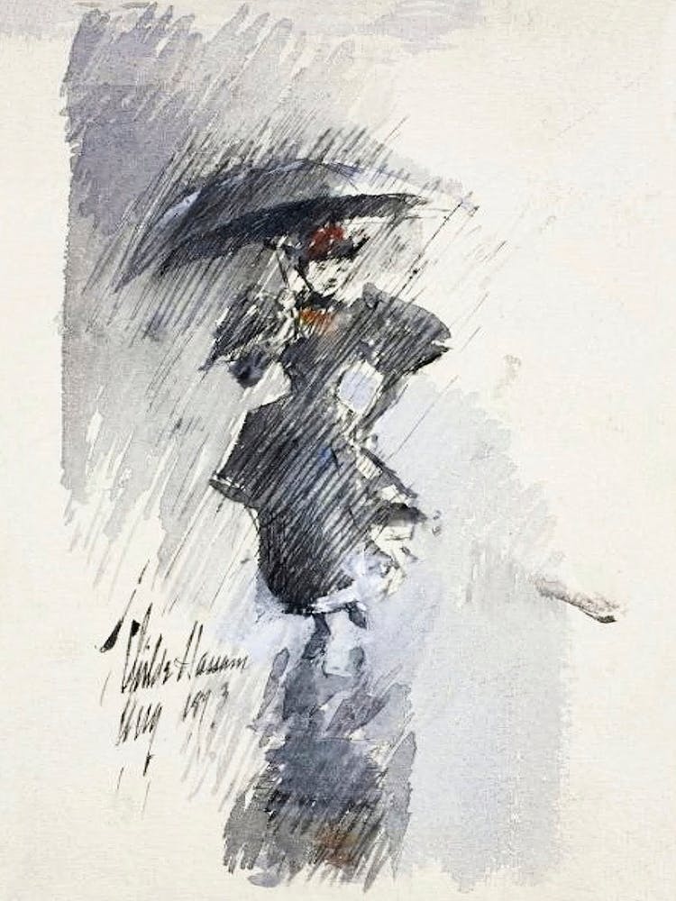 Woman With Umbrella (1893), Frederick Childe Hassam