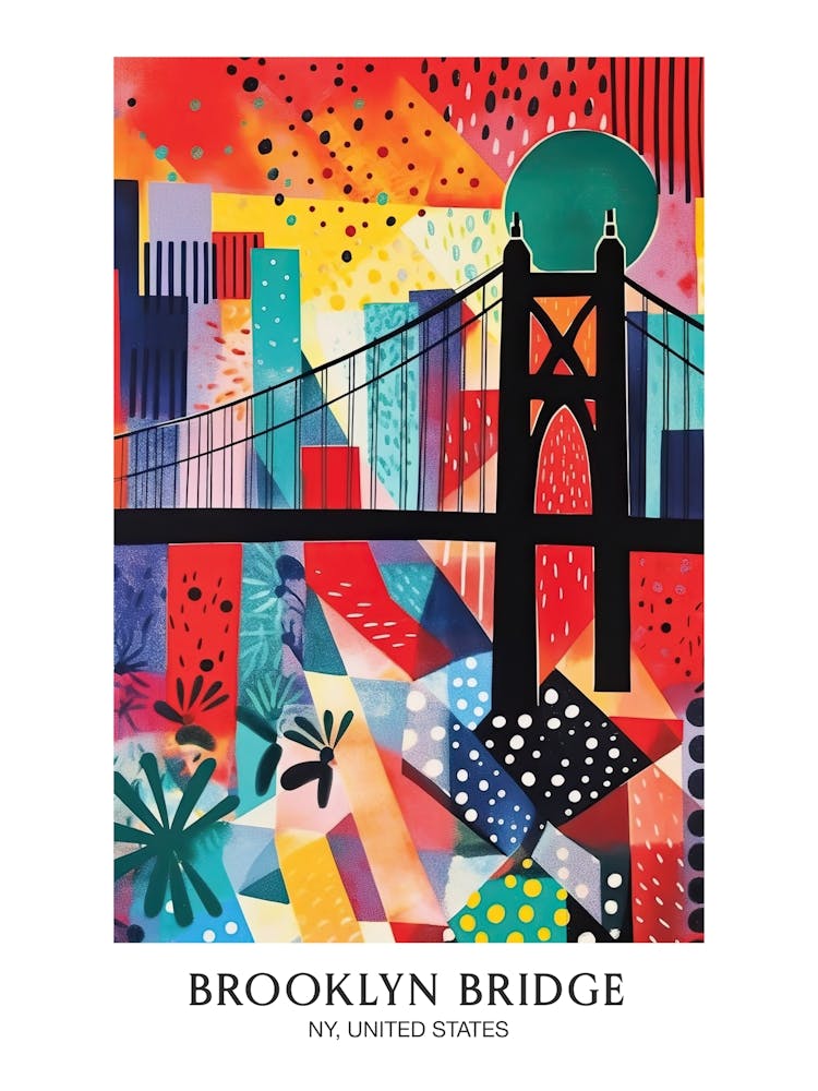 Brooklyn Bridge United States Colourful 4 Travel Poster