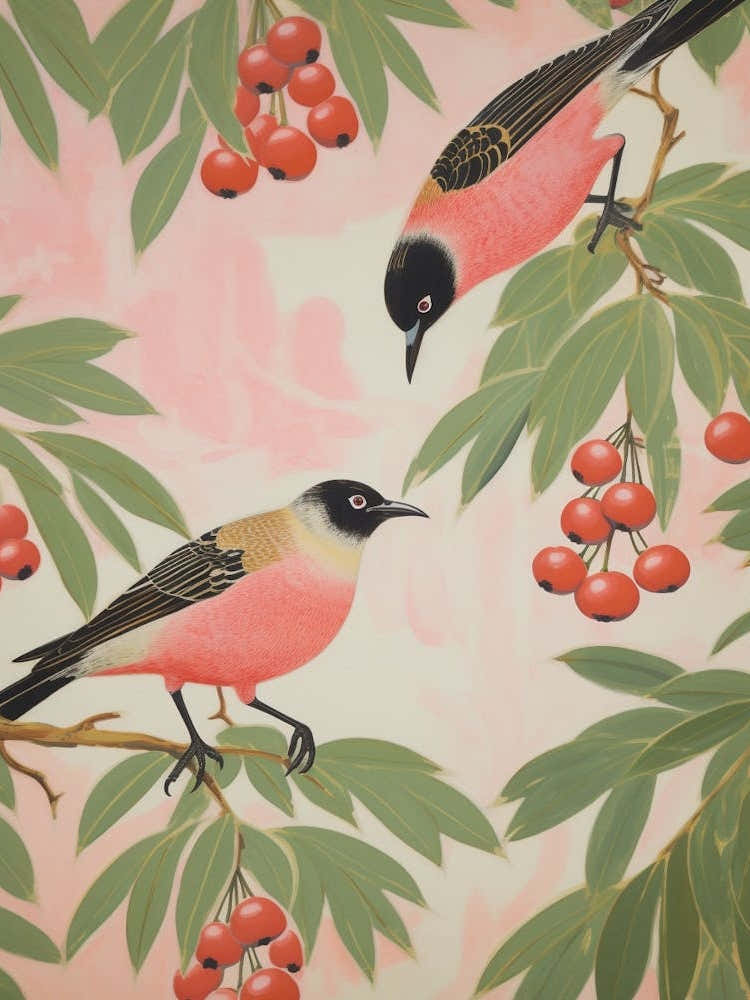 Vintage Japanese Inspired Bird Print Kiwi 3