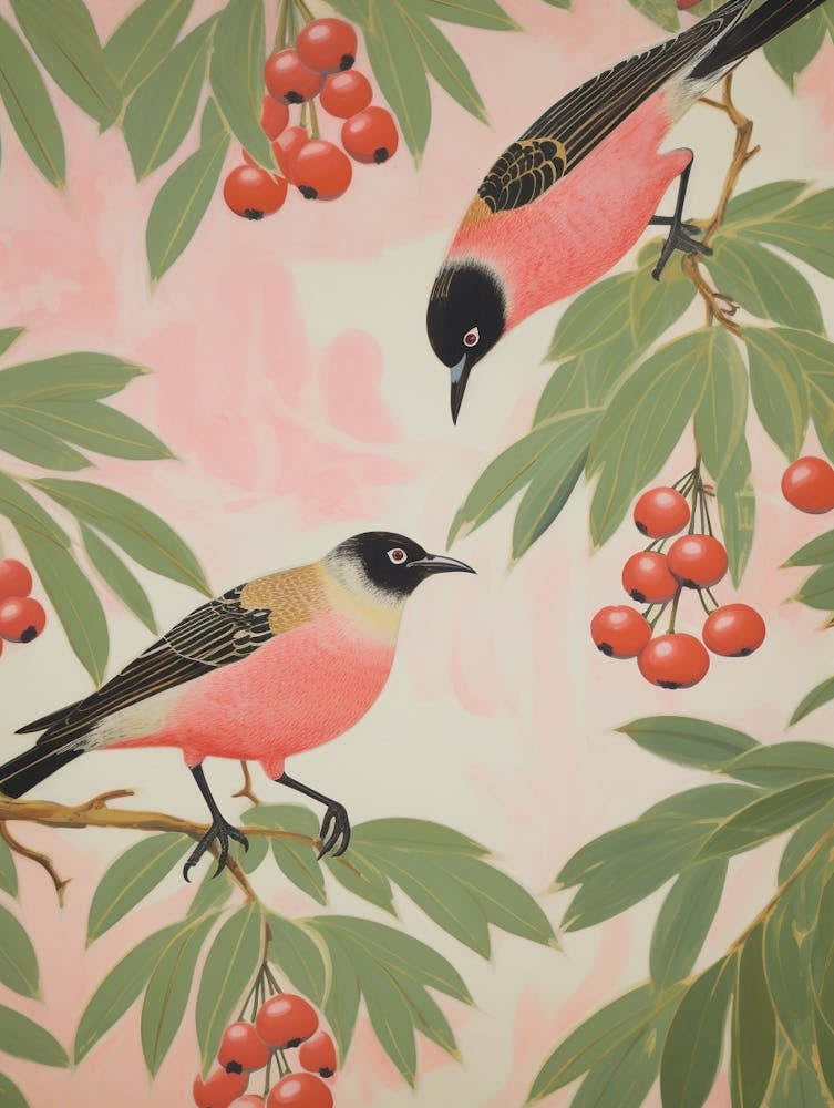Vintage Japanese Inspired Bird Print Kiwi 3
