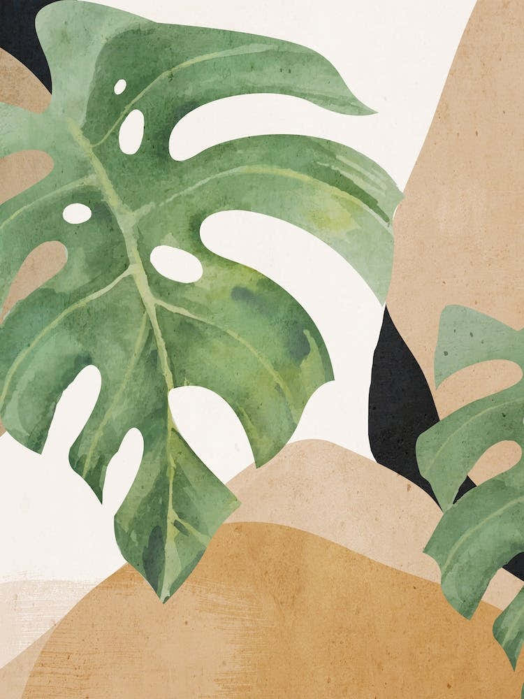 Abstract Art Tropical Monstera Leaves