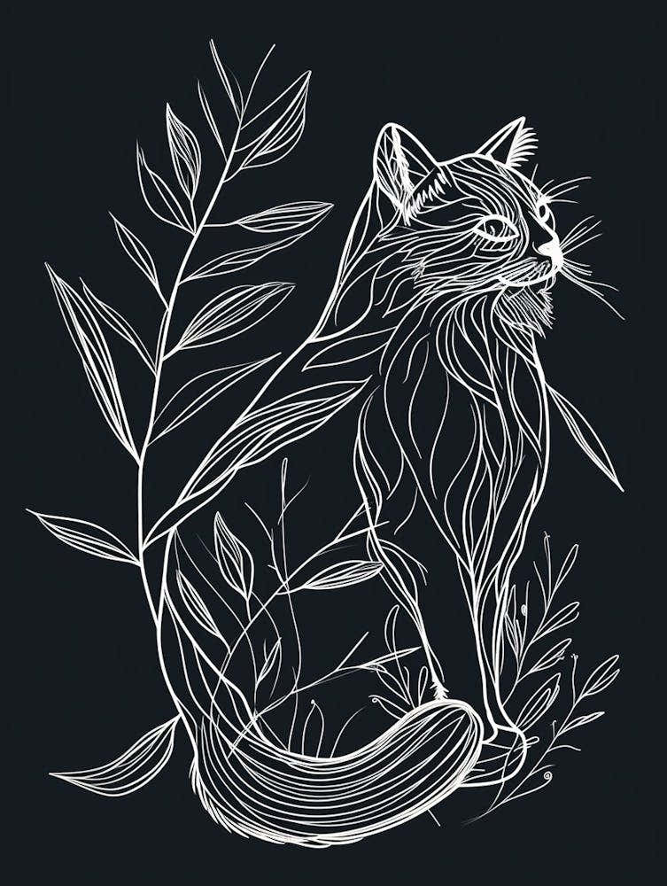 Siberian Cat Minimalist Illustration 4