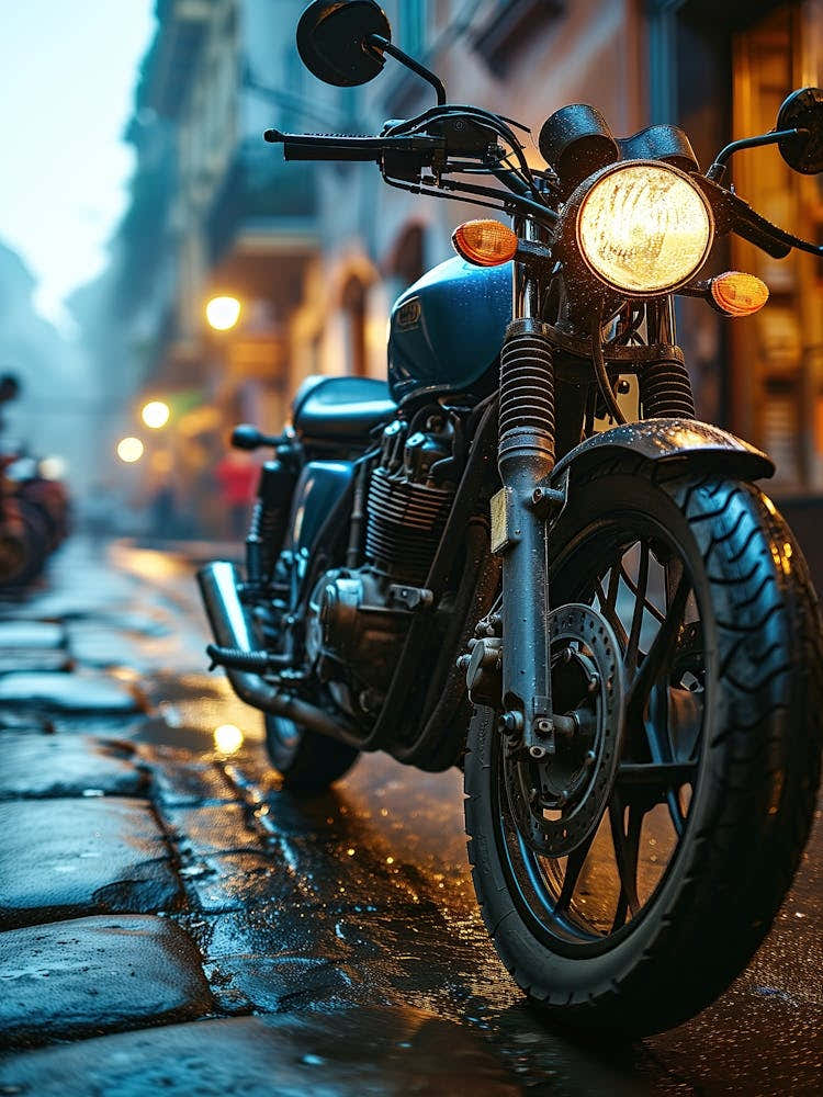 Triumph Motorcycle At Night 1