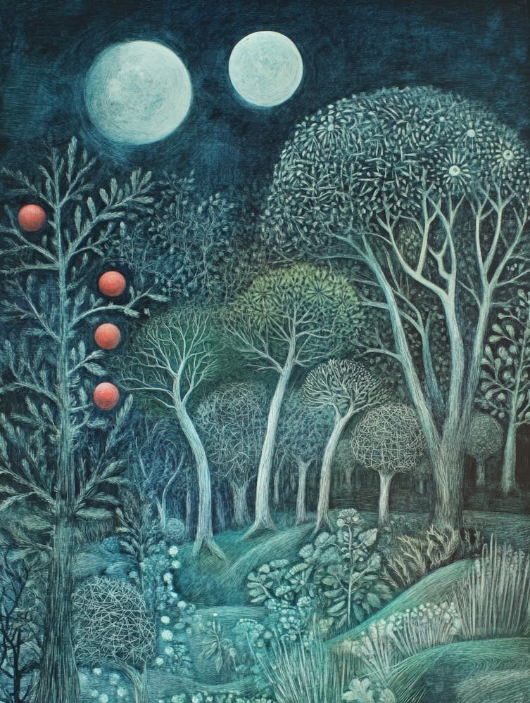 Moonlight In The Forest Art