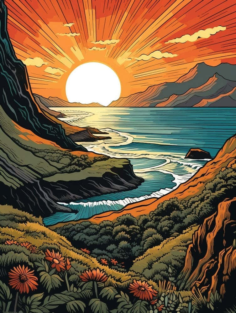 Te Araroa New Zealand 2 Vintage Travel Illustration