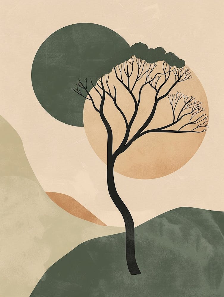 Ebony Tree Minimal Japandi Illustration 2