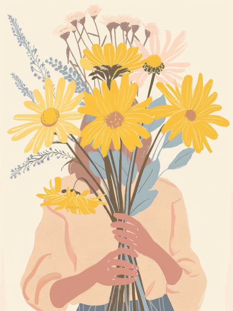 Spring Girl With Yellow Flowers 1