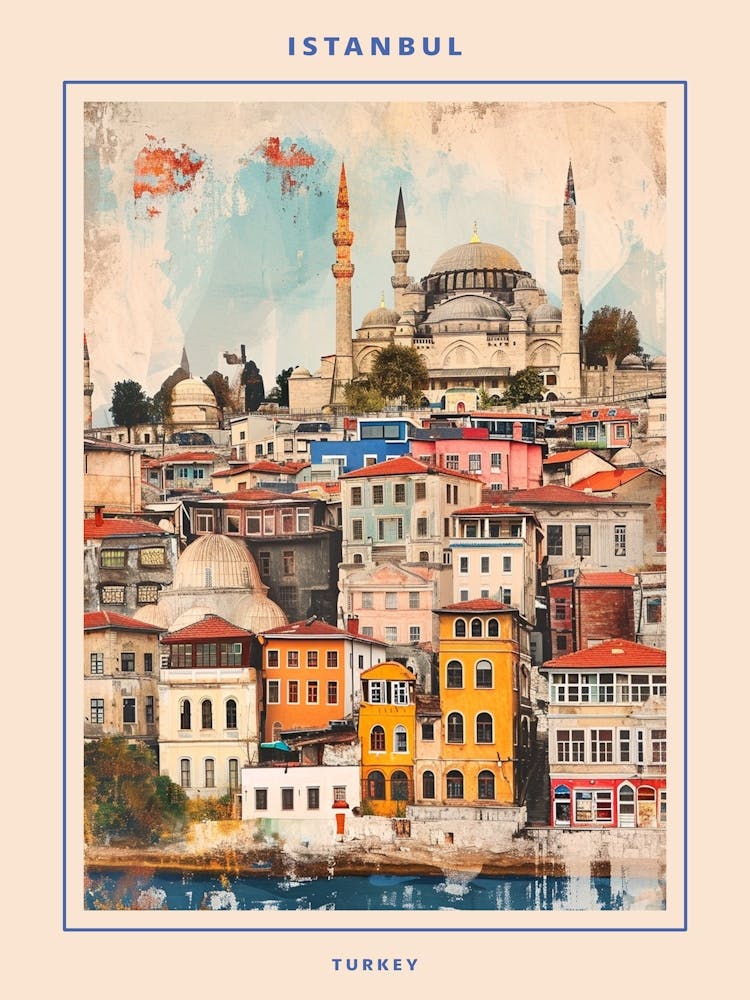 Kitsch Istanbul Skyline Painting 2 Poster